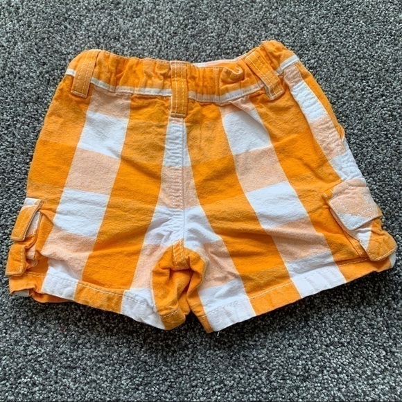 Falls Creek Kids 12 month Orange and White Plaid Shorts - Picture 4 of 6